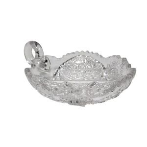 Vintage American Brilliant Period Cut Glass Nappy Candy Nut Dish With Handle